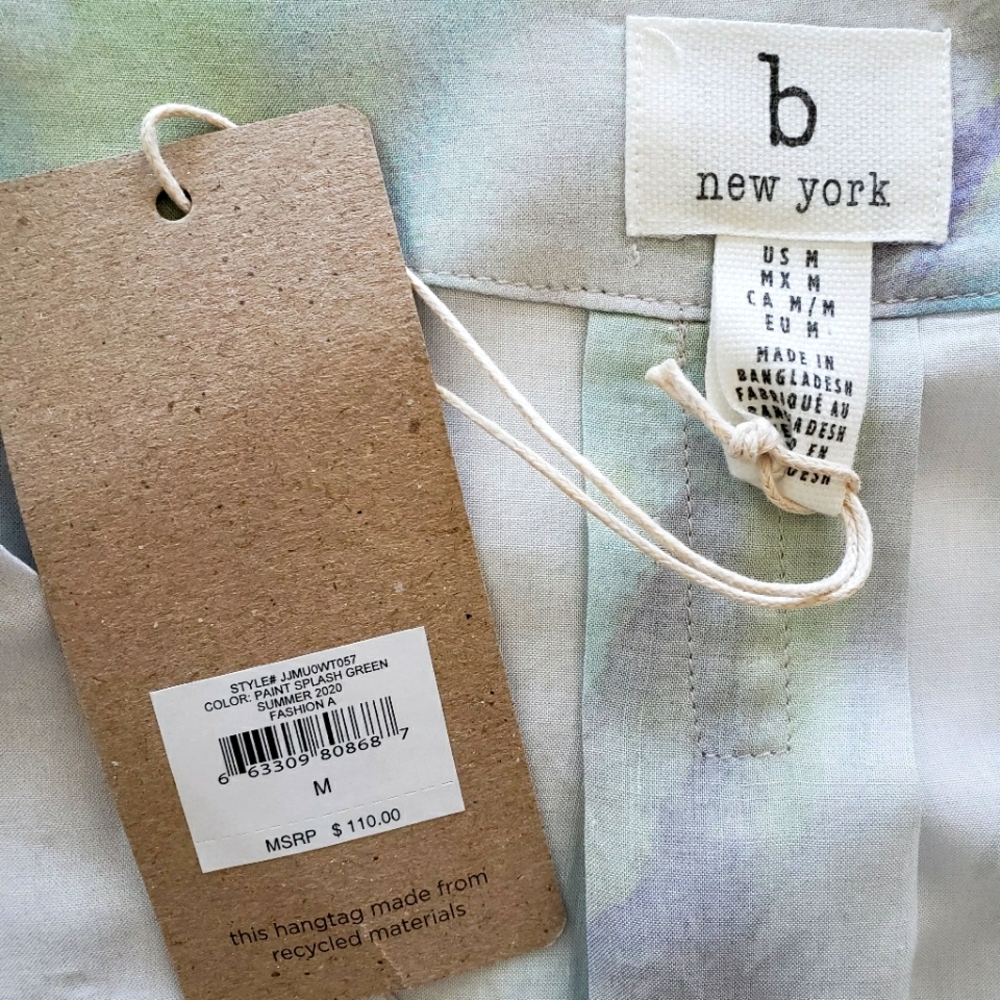 B NEW YORK Paint Splash Long Sleeve Pastel V-Neck Tunic Top--NWT--M - Picture 4 of 15